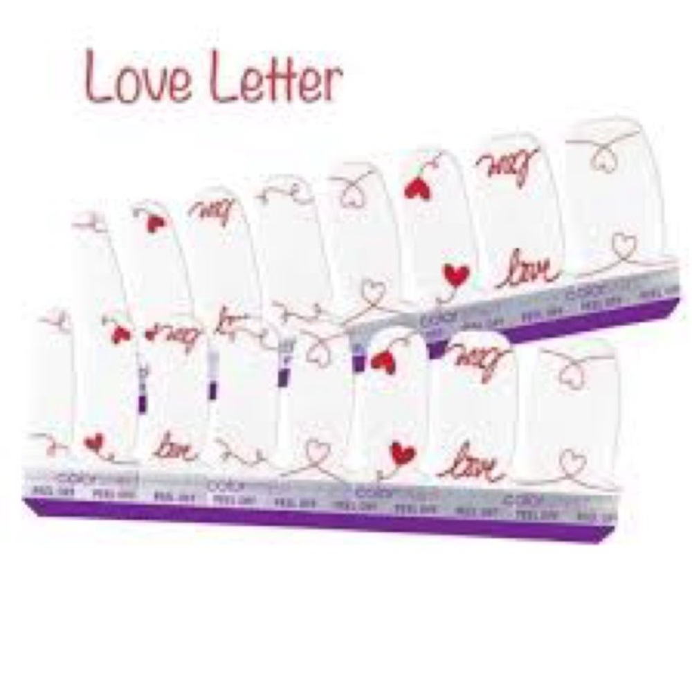 LOVE LETTER Retired Color Street Red & White Valentine’s Day Nail Set Love Nails - Picture 2 of 7